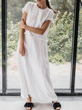 Women’s Linen Lace Trim Long Dress