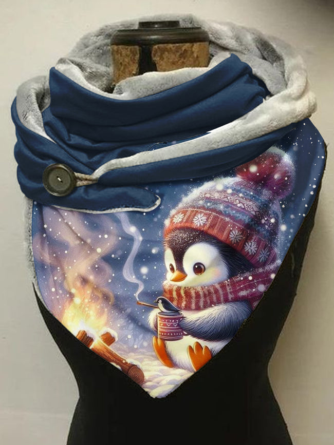 Winter Penguin Print Casual Scarf Shawl