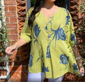 Printed V-Neck Tunic Top Yellow / S