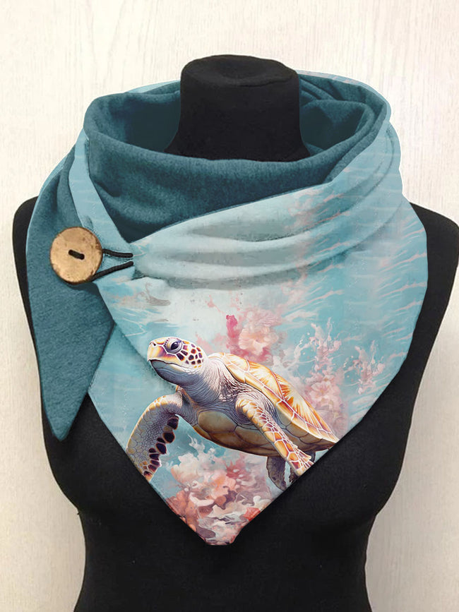 Sea Turtle Print Casual Scarf Shawl