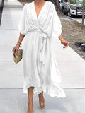 Stylish And Elegant V-Neck Chiffon Dress White / S (Us 6-8)