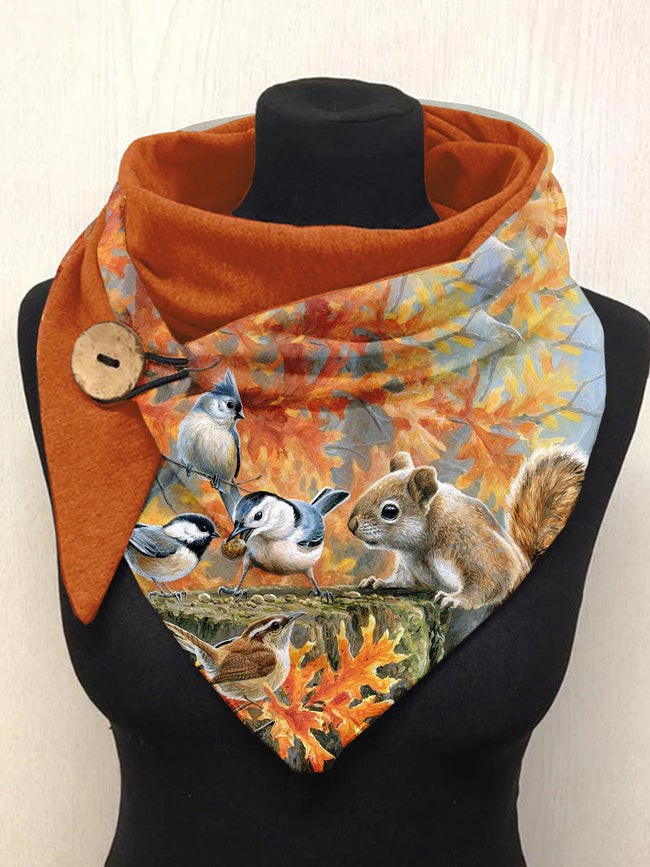 Countryside Oil Painting Squirrel Casual Scarf Shawl