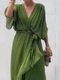 Stylish And Elegant V-Neck Chiffon Dress