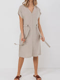 Women’s Linen V-Neck Loose Dress