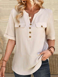 Women’s Casual Solid Color Cotton Shirt Camel / S