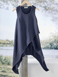 Women’s Solid Color Layered Casual Sleeveless Top Navy / S