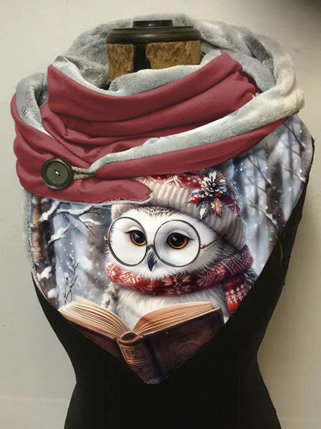 Winter Owl Print Casual Scarf Shawl