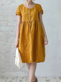 Women’s Linen Button Short Sleeve Dress