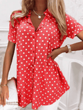 Women’s Polka Dot Print Long Sleeve Shirt Red / M