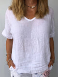 Women’s Pure Color Casual Cotton Shirt White / S