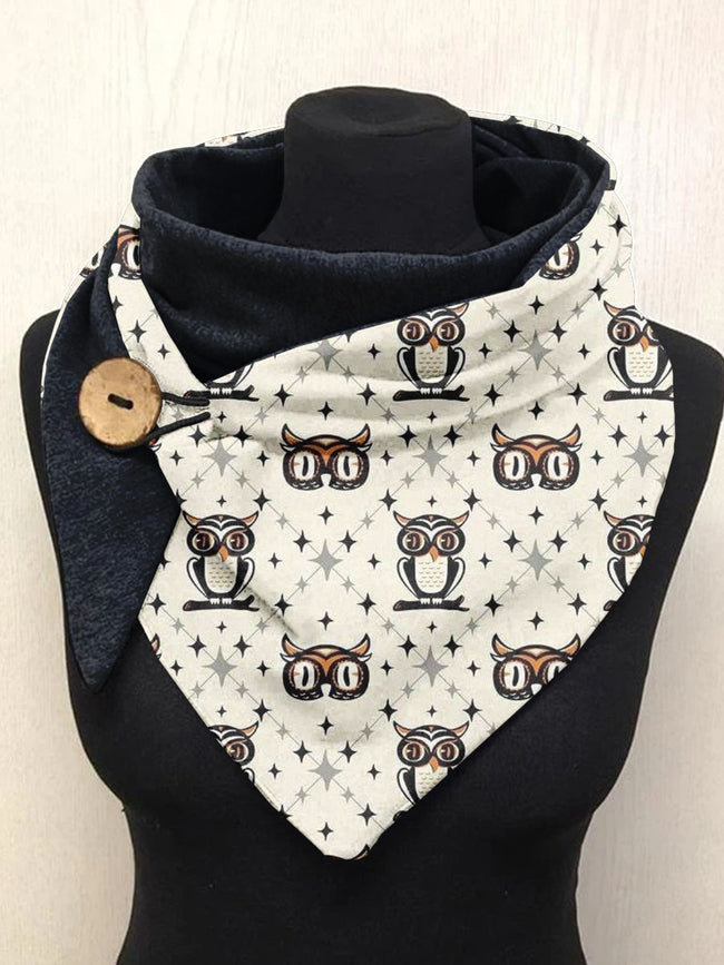 Cut Owl Simple Print Casual Scarf Shawl