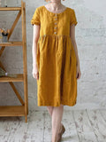 Women’s Linen Button Short Sleeve Dress