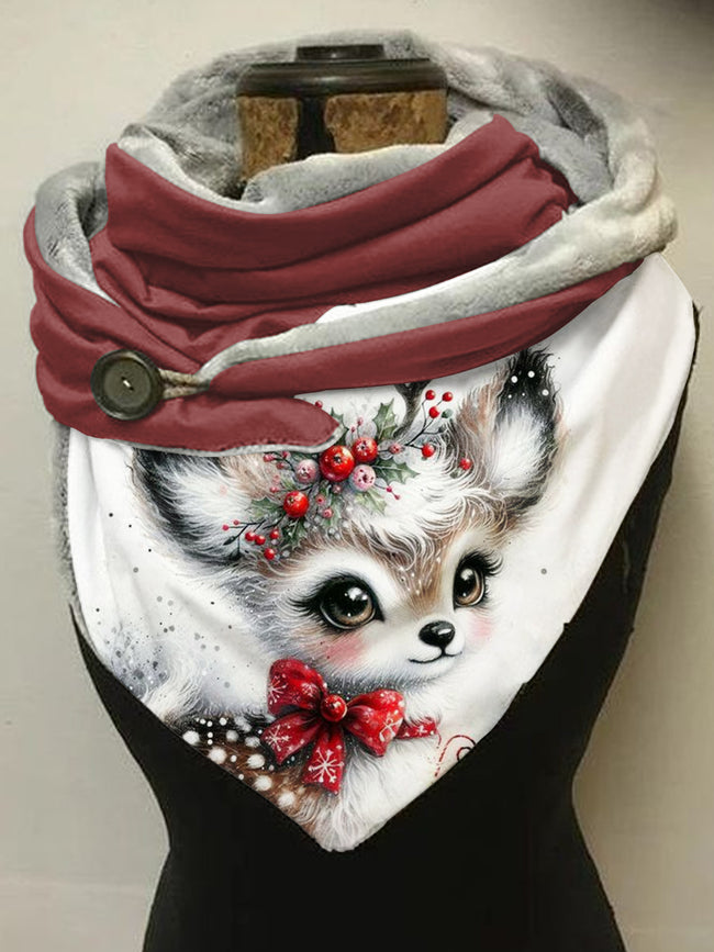 Winter Christmas Reindeer Print Casual Scarf Shawl