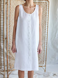 Women’s Linen Sleeveless Button Dress White / S