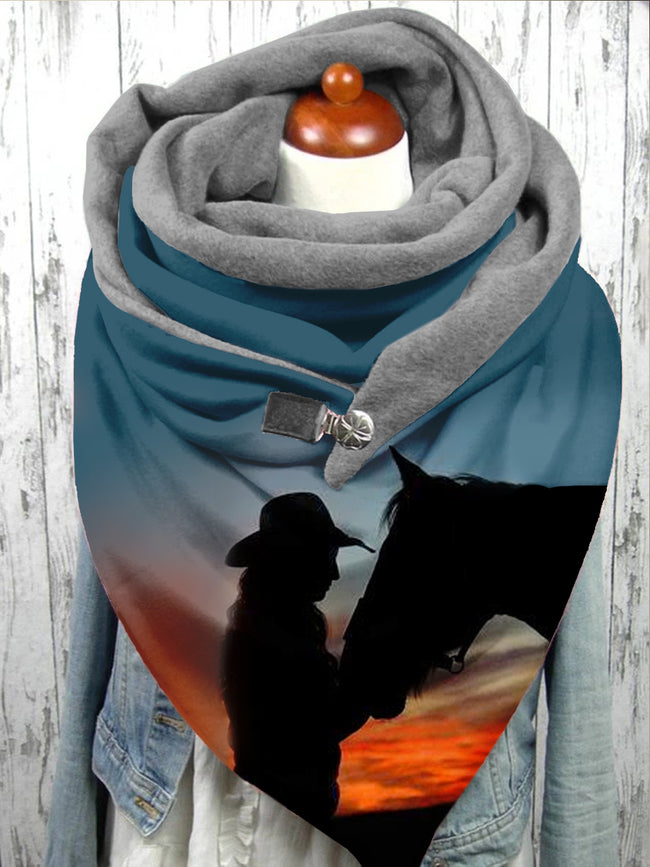 Horse Girl Art Print Scarf and Shawl