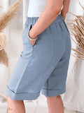 Women's Solid Color Patchwork Loose Casual Shorts