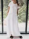 Women’s Linen Lace Trim Long Dress