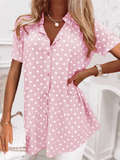 Women’s Polka Dot Print Long Sleeve Shirt Pink / L