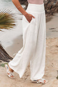 Fresh Air Linen Blend Pocketed Smocked Pants Bottom