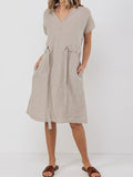 Women’s Linen V-Neck Loose Dress