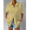 Shirt Collar Casual Buttoned Loose Blouse Yellow / S(Us 6)