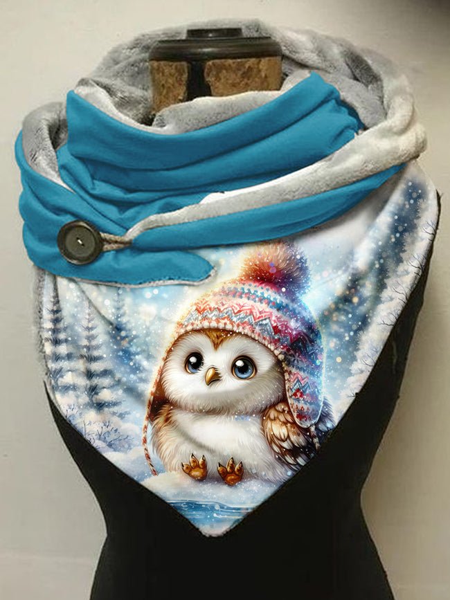 Winter Owl Cute Print Scarf And Shawl