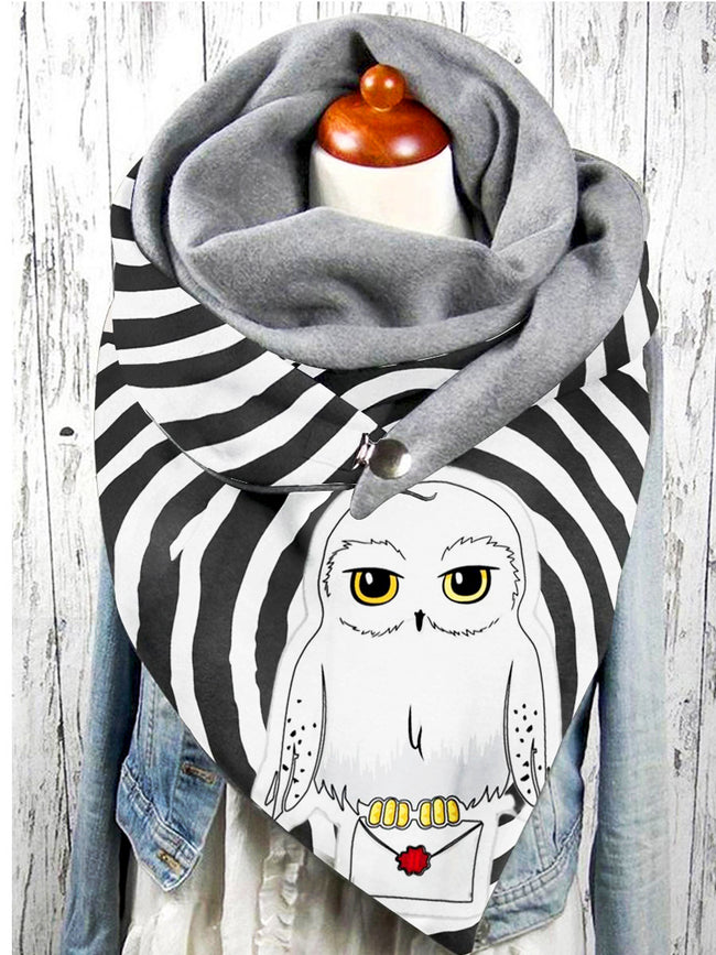 Women's Retro Cute Owl Print Casual Scarf