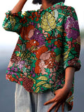 Women’s Vintage Delicious Fruits Art Print Casual Cotton And Linen Shirt