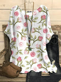 Women’s Floral Print Casual Crew Neck Top As Shown / S