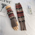 Spring And Winter Snowflake Color Warm Gloves Sleeve Cashmere Wrist Knitted Arm Guard Khaki /