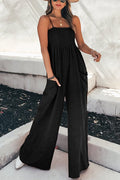 Women’s Solid Color Stay A While Gauze Casual Jumpsuit Black / S