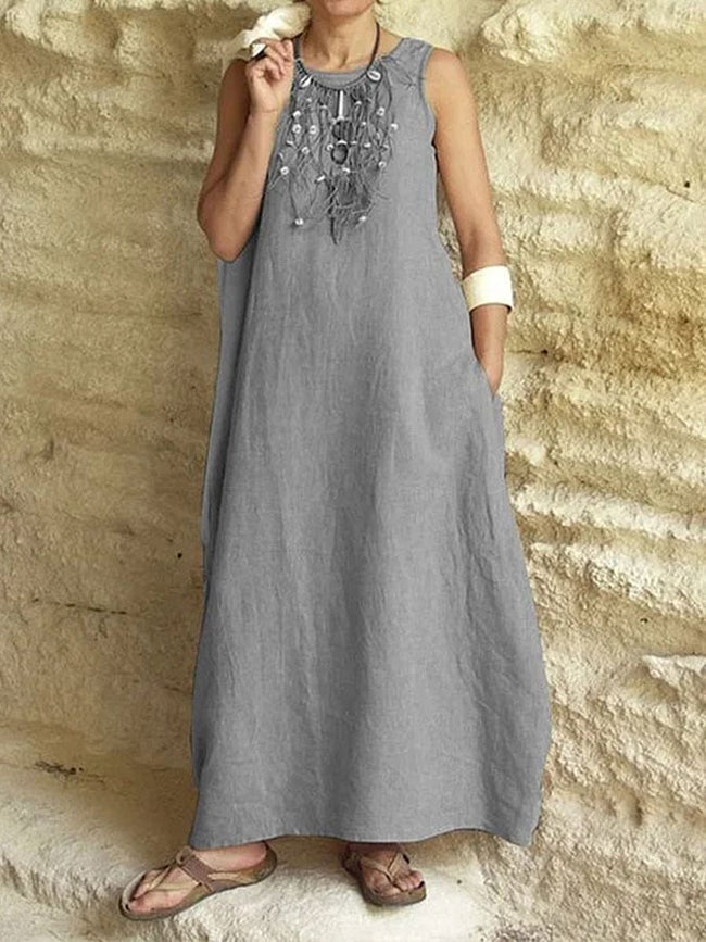 Women’s Loose Pocket Casual Dress Grey / S