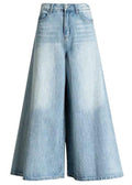 Diy Light Blue Fashion Pockets Casual Wide Leg Fall Denim Pants