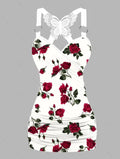 Women’s Vintage Rose Art Print Tank Top Colorful / S