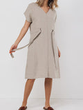 Women’s Linen V-Neck Loose Dress