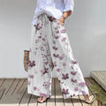 Elegant Vine Watercolor Art Print Stretch Cotton Linen Wide Leg Pants