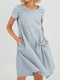 Women’s Linen Pocket Dress Light Blue / S