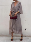 Stylish And Elegant V-Neck Chiffon Dress Gray / S (Us 6-8)