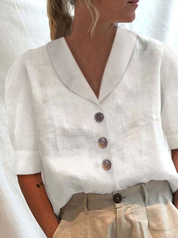 Women’s Cotton Linen Casual Shirt White / S