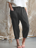 Women'S Cotton And Linen Pocket Casual Pants