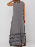 Women’s Linen V-Neck Long Dress