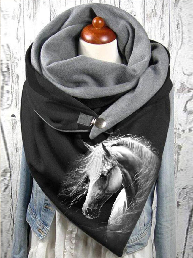 Horse Art Print Cozy Warm Scarf