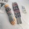 Spring And Winter Snowflake Color Warm Gloves Sleeve Cashmere Wrist Knitted Arm Guard Grey /