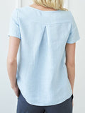 Women’s Linen Short Sleeve Top Light Blue / S