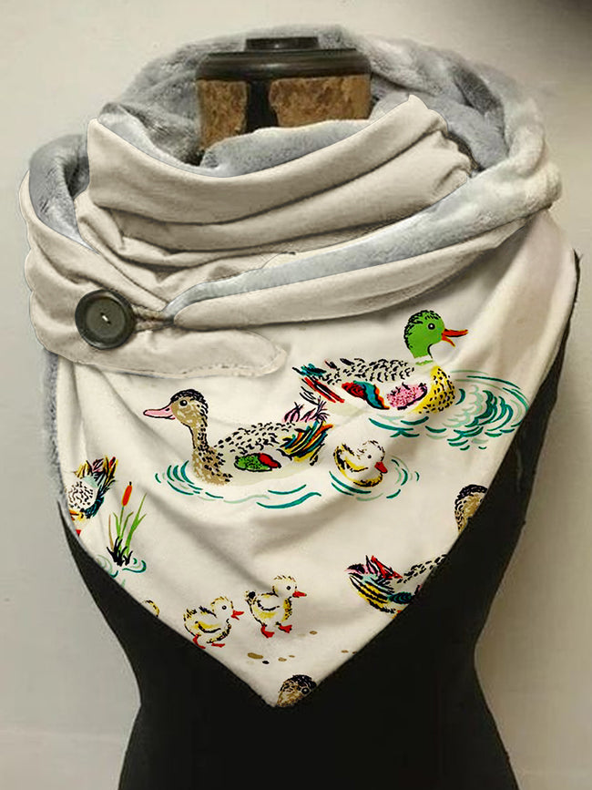 Vintage Duck Print Casual Scarf and Shawl