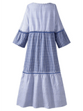 Women's Retro Striped Plaid Casual Dress