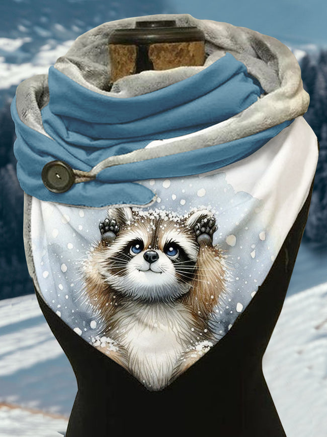 Raccoon Art Print Casual Scarf Shawl