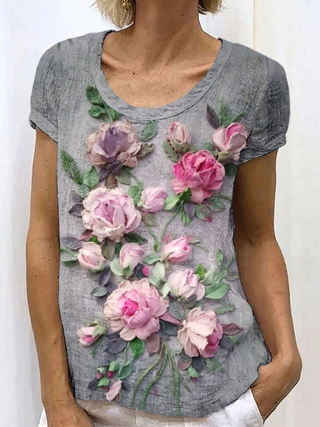 3D Floral Paintings Art Linen Blend Cozy Shirt