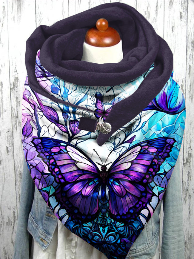 Contrast Butterfly Print Casual Scarf Shawl