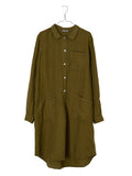 Thin Outdoor Solid Color Cotton Linen Women’s Long Shirt Green / S